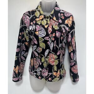 REDD Jeans Black Multicolor Floral Sequin Jacket Size 6 Button Blazer